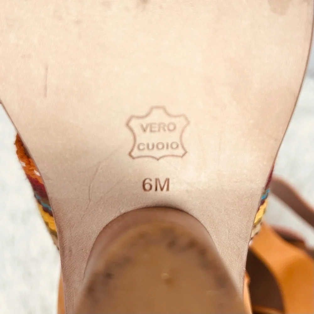 Donald J. Pliner orange straps wood heel platform sandals-6